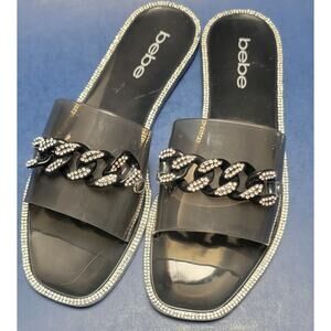 NWT Bebe Lacina Slide Women's Sandal womens 10 smoke colored open-toe slide on